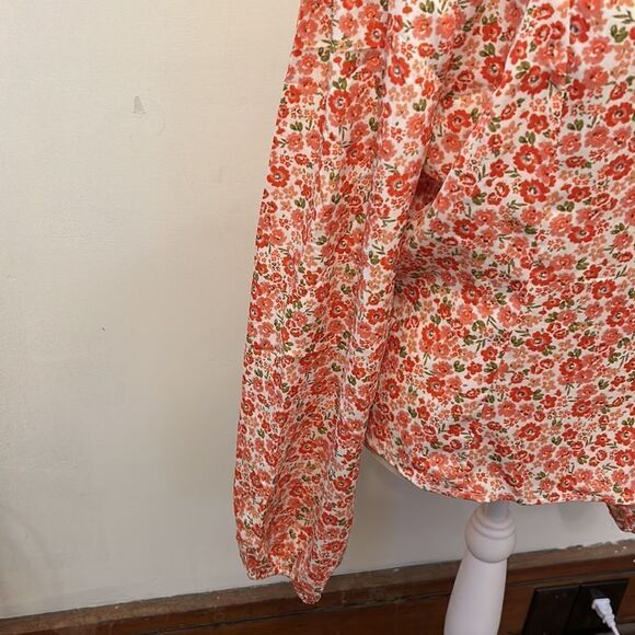 Lush coral floral Fremont puff sleeve smock blouse Size XL New - Picture 3 of 11
